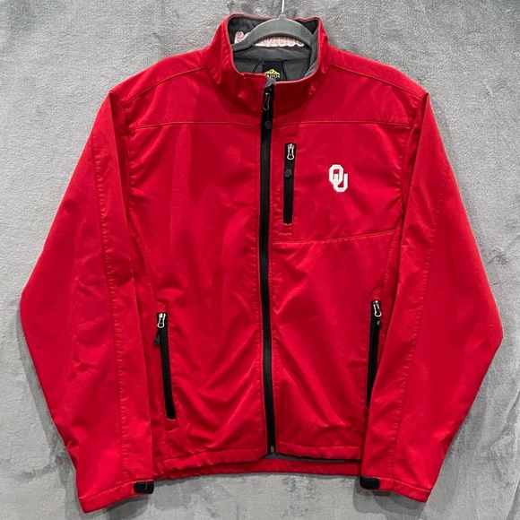 Oklahoma Sooners Tahoe Pass Jacket Mens L Red Black Zip Up SEC College Football - Picture 1 of 13